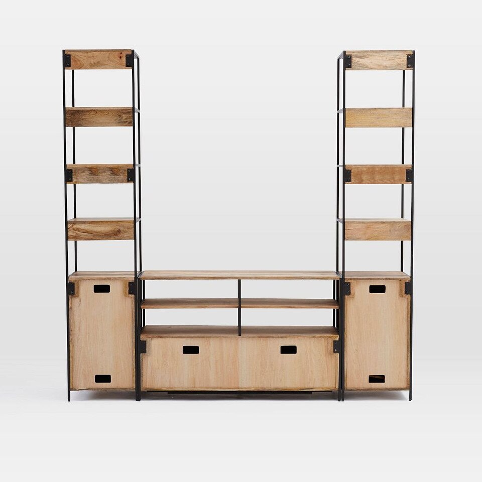 Industrial Modular Media Set w/ Open & Closed Storage (211 cm) west